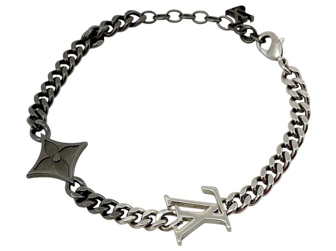 Bracciale con Charm Louis Vuitton LV Instinct Nero Argento