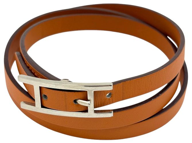 Hermès Pulseira Hermes Api 3 Charm Prata Laranja