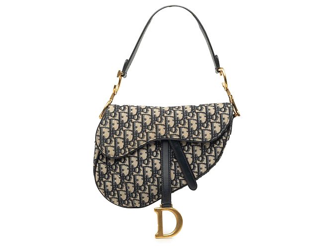 Sac Saddle Dior en toile Oblique bleue