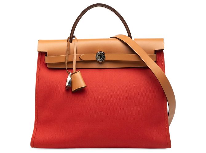 Hermès Orange Toile Herbag Zip 31