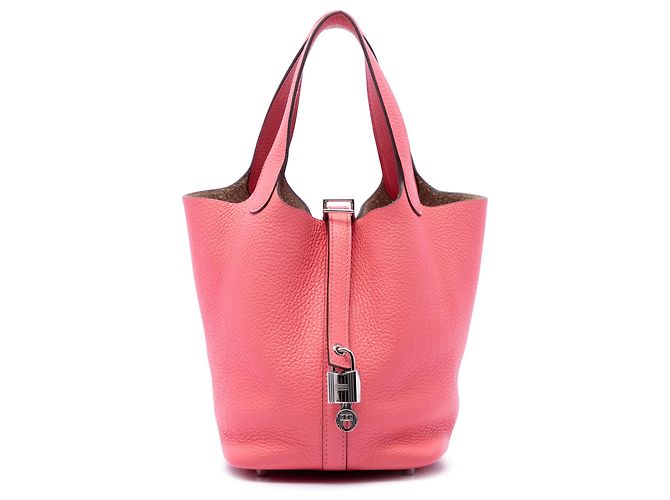 Hermès Picotin Lock 18 em couro Clemence Rosa