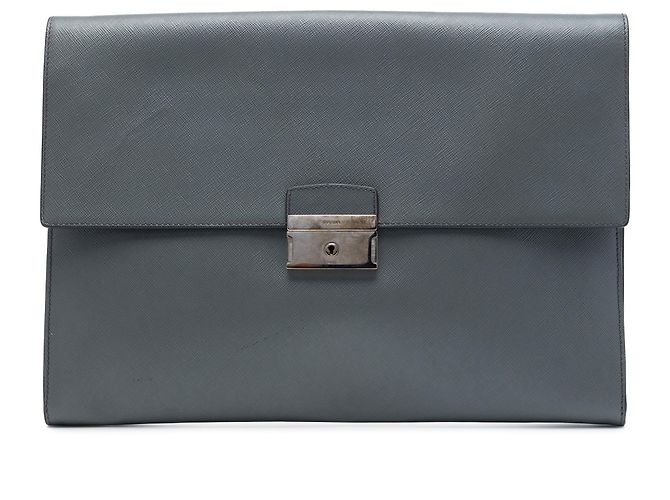 Porte-documents Prada en Saffiano gris Marron Gris anthracite