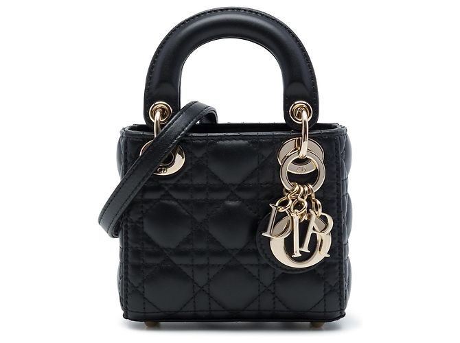 Dior Black Micro Lambskin Cannage Lady Dior Nero