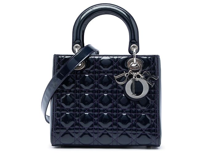 Dior Purple Medium Patent Cannage Lady Dior Violet
