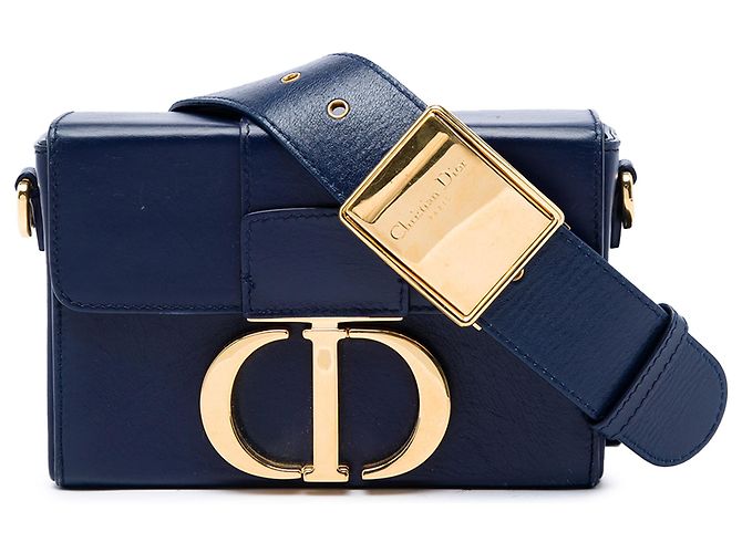 Bolsa 30 Montaigne Dior em couro azul Azul marinho