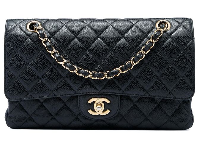 Chanel Black Medium Classic Caviar Double Flap Noir