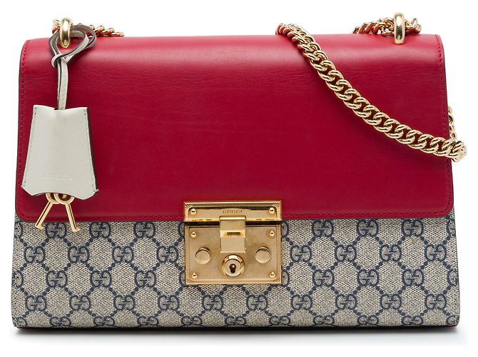Padlock Borsa a tracolla Gucci Beige Medium GG Supreme con lucchetto