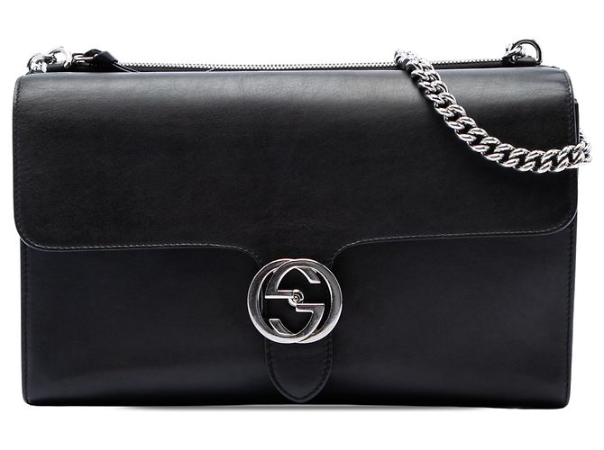 Gucci Black Medium Leather Dollar Interlocking G Crossbody