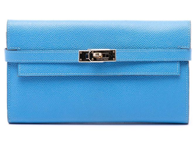 Hermès Blue Epsom Kelly Longue Wallet