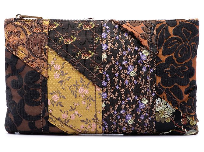 Clutch Prada in tela Broccato marrone con patch