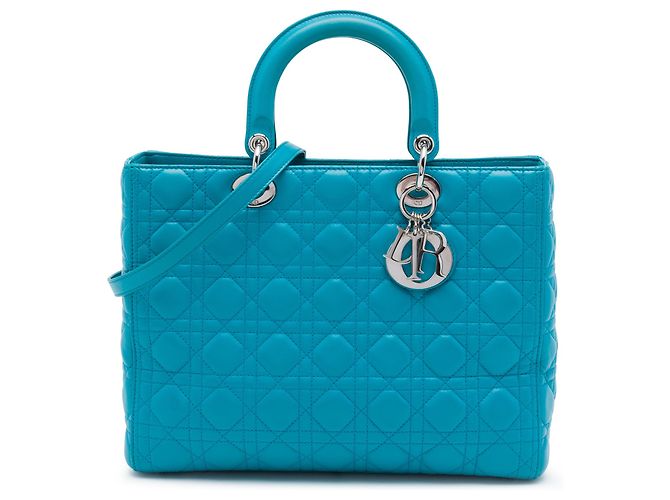 Dior Blue Large Lambskin Cannage Lady Dior Bleu Turquoise