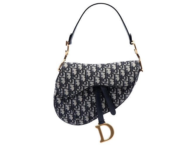 Dior Blue Oblique Canvas Saddle Bag