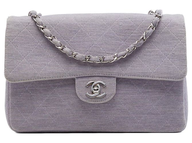 Chanel Purple Medium Classic Jersey Single Flap Porpora