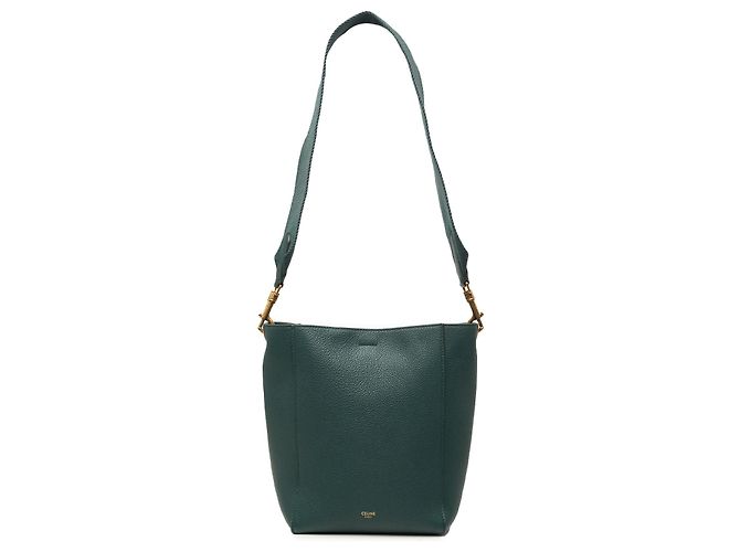 Céline Borsa a secchiello Seau Sangle Celine Small in pelle di vitello grana verde Verde scuro