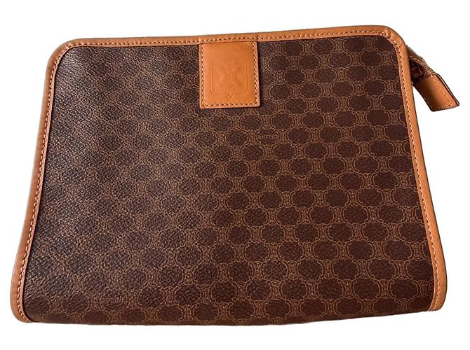Céline Pochette Triomphe en toile enduite marron Monogramme