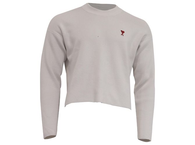 Ami Ami de Cœur Pullover aus weißer Baumwolle Roh