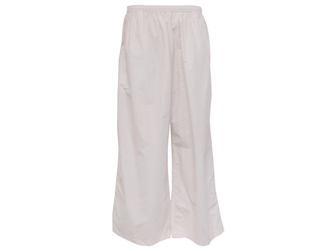 Acne Studios Drawstring Wide-Leg Pants in White Cotton Python print