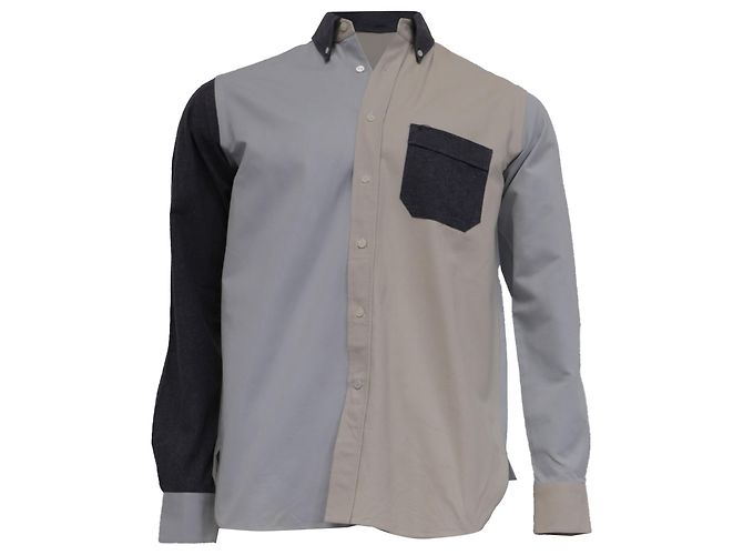 Loewe Patchwork Oxford Shirt in Multicolor Cotton Python print