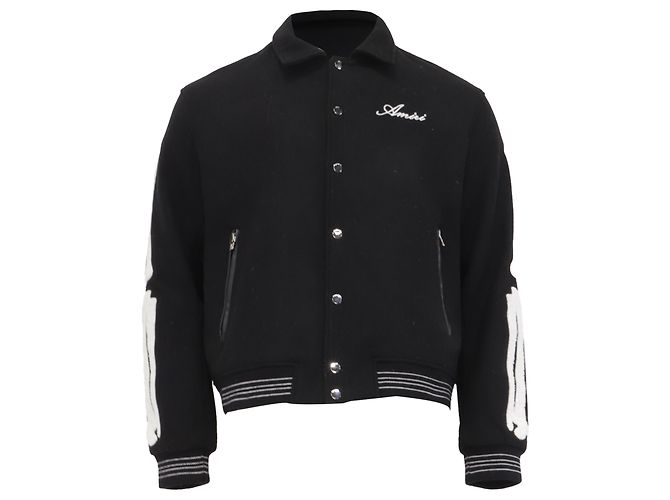 Amiri Bomberjacke mit besticktem Logo aus schwarzer Baumwolle
