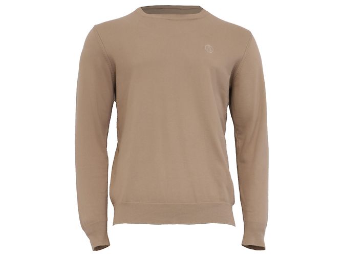 Burberry London Strickpullover aus beiger Baumwolle mit besticktem Logo