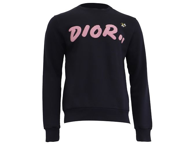 Dior x Kaws Crewneck Sweatshirt aus schwarzer Baumwolle