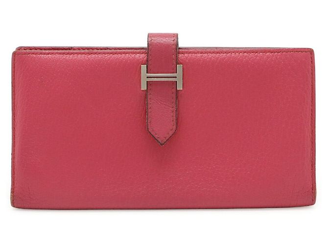 Cartera larga Hermès Béarn Soufflet Chevre Rosa Fucsia