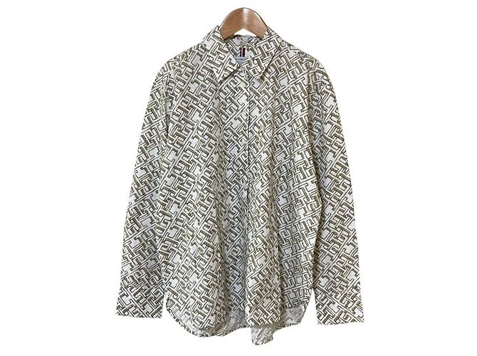 Autre Marque Camicia a maniche lunghe stampata Tommy Hilfiger Marrone Beige Crudo