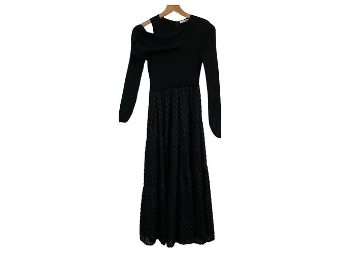 Autre Marque Snidel Jacquard-Kleid Schwarz