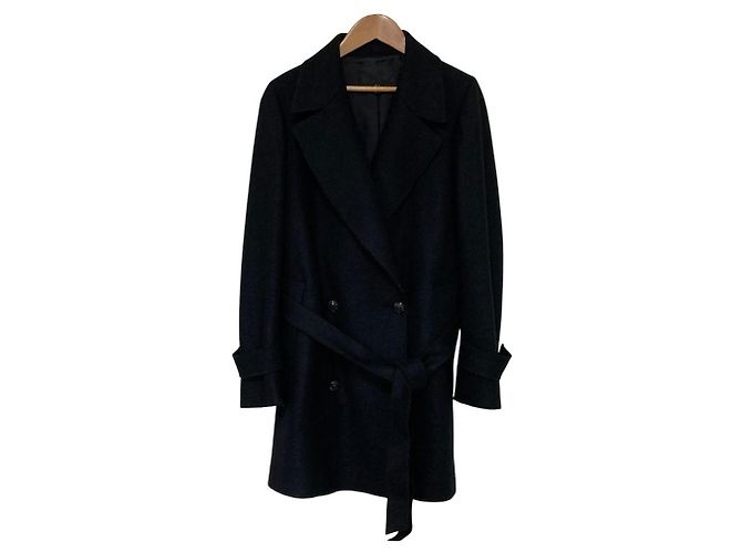 Autre Marque iCB Double-Breasted Wool Coat Black