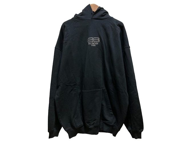Balenciaga BB Logo Rhinestone Hoodie Schwarz