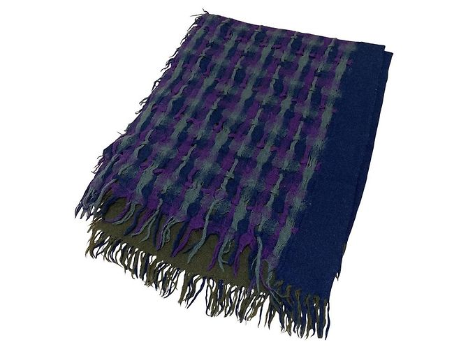 Autre Marque Yohji Yamamoto Mesh Wool Scarf Blue