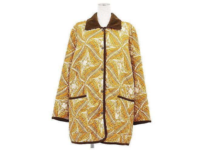 Salvatore Ferragamo gesteppte Cordjacke aus Polyester Gelb