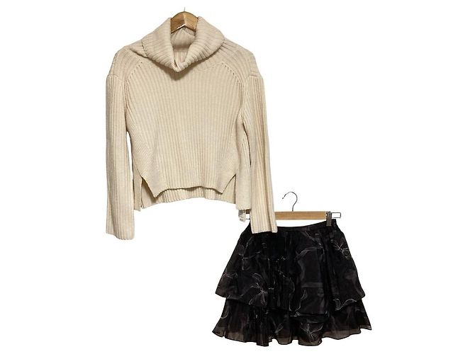 Autre Marque Set 2way Snidel Gonna a Volant e Maglia Crudo