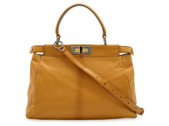 Bolsa 2way Fendi Peekaboo em couro e python Amarelo Mostarda