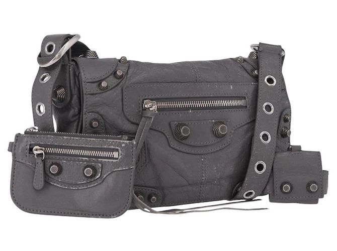BALENCIAGA Le Cagole Shoulder Bag Leather 2way Gray Silver 719082