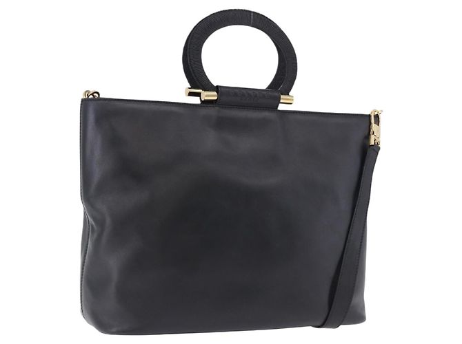 Céline CELINE 2-Way Lederhandtasche, schwarz und gold, authentisch ka5384V