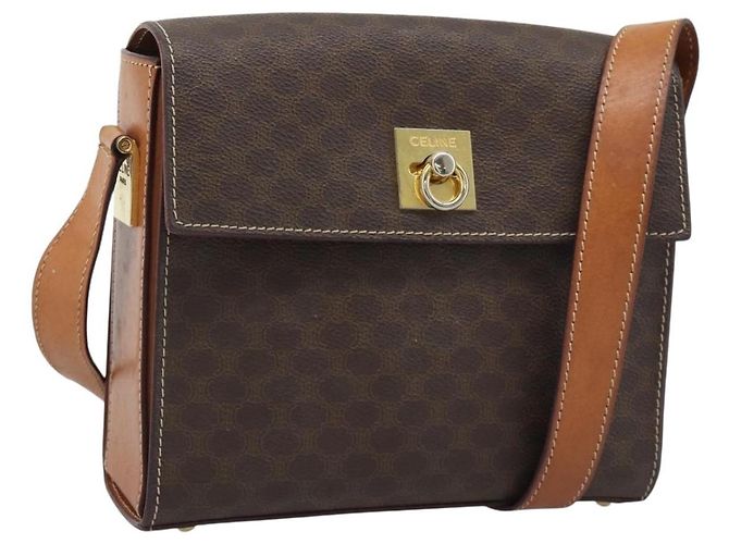 Céline Borsa a tracolla CELINE Macadam in PVC e pelle, marrone e oro, codice articolo ep15326