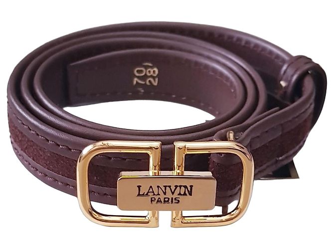 Lanvin Cinto Couro e Camurça Castanho Marrom