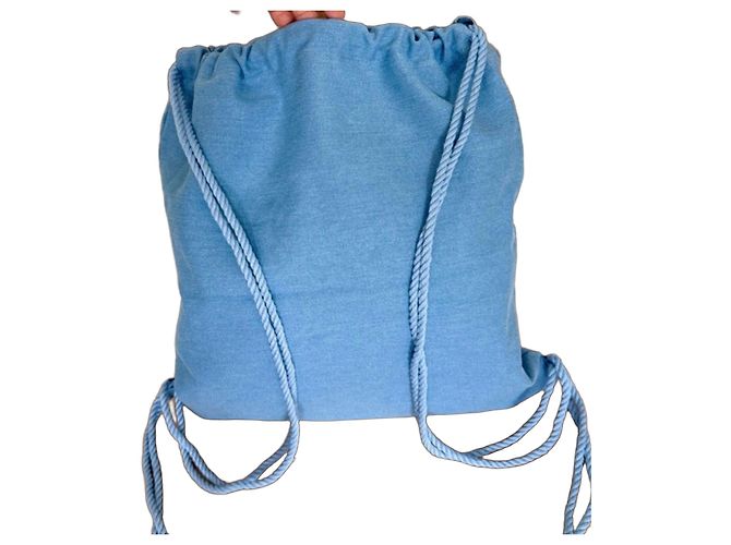 Chanel Denim Drawstring Backpack Blue