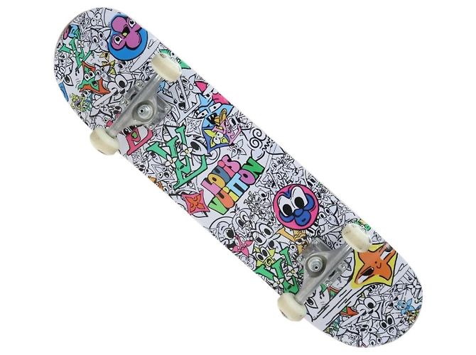 LOUIS VUITTON Monogram Comics Skateboard Maple Wood GI0884 LV Auth ar14157SAM White Blue Multiple colors