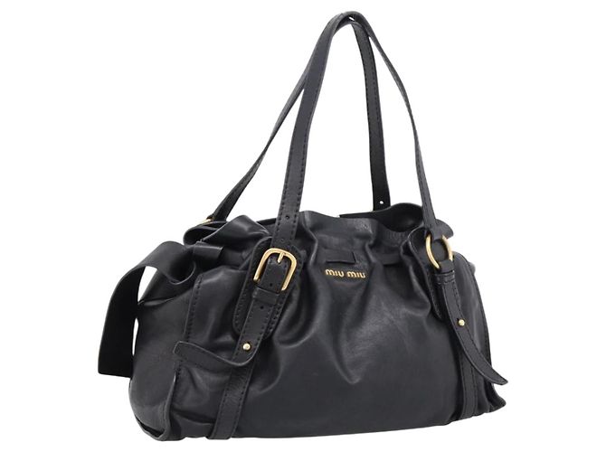 Borsa a tracolla Miu Miu in pelle nera e oro Auth yk20875M Nero