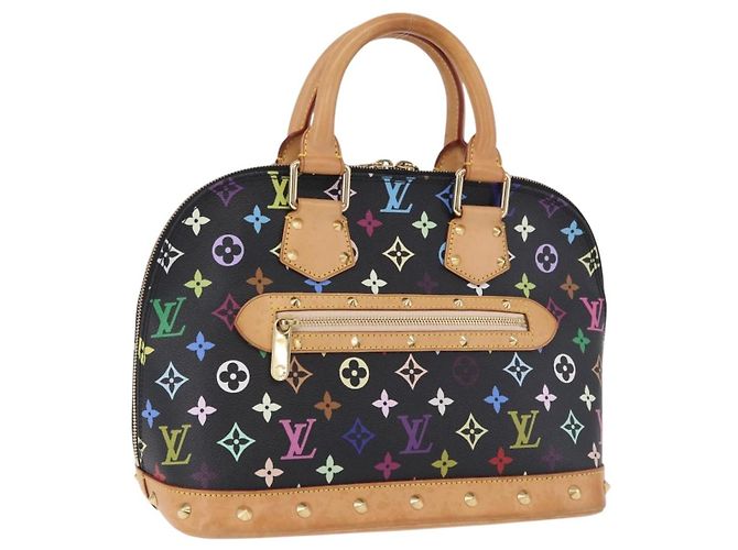 Borsa a mano LOUIS VUITTON Monogram Multicolor Alma Nera M92646 LV Auth BA15314V Nero