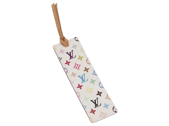 LOUIS VUITTON Monogram Multicolor Mark Page Kadu Bookmark M99196 LV Auth 198559V Weiß