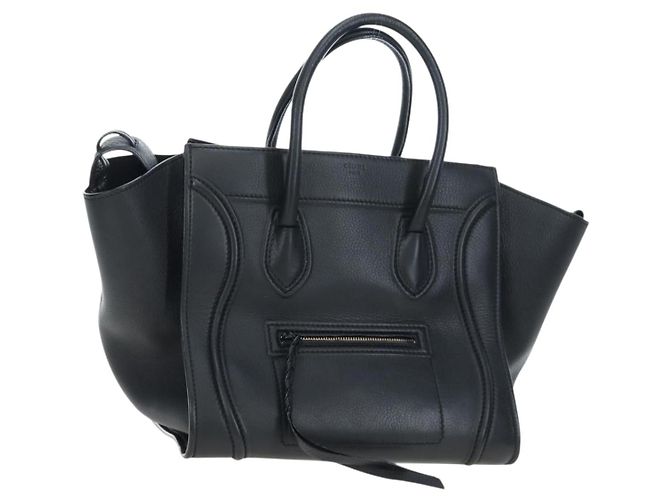 Céline CELINE Luggage Phantom Handtasche aus Leder Schwarz Authentisch am12412M