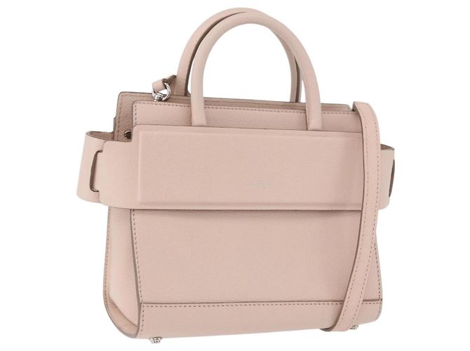 GIVENCHY Horizon Handtasche Leder 2way Pink Silber Auth BA14820M