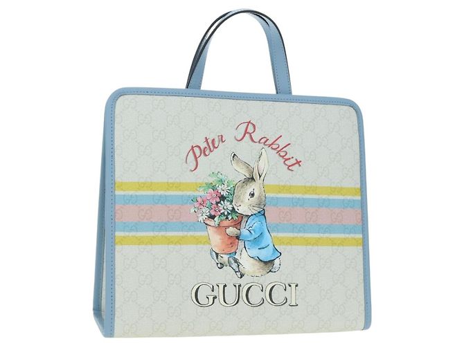 GUCCI GG Supreme Children's PVC Peter Rabbit White Blue 605614 Auth 196593SAM Light blue