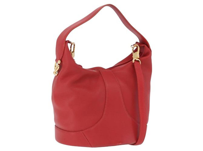 LOEWE Handtasche aus Leder 2way Rot Gold Authentisch 195246A Golden