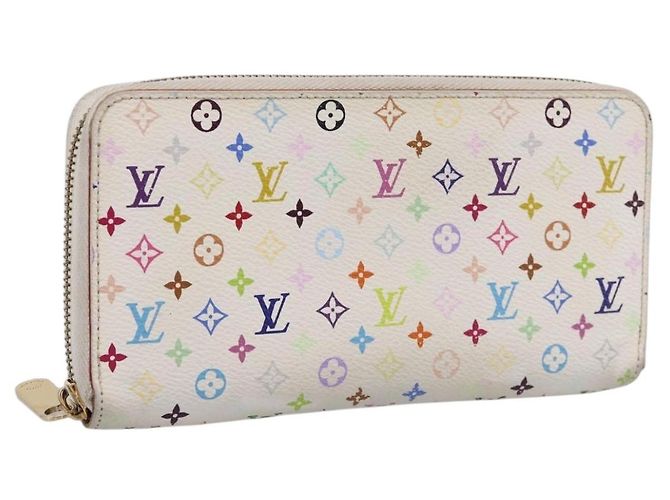 LOUIS VUITTON Monogram Multicolor Zippy Wallet White M60241 LV Auth BA15336