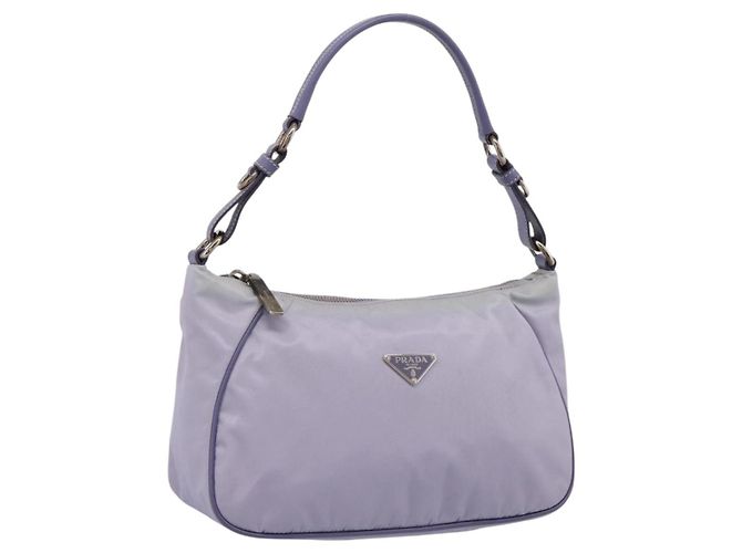 Borsa a tracolla PRADA Nylon Lavende Silver Auth 199116A Argento Lavanda