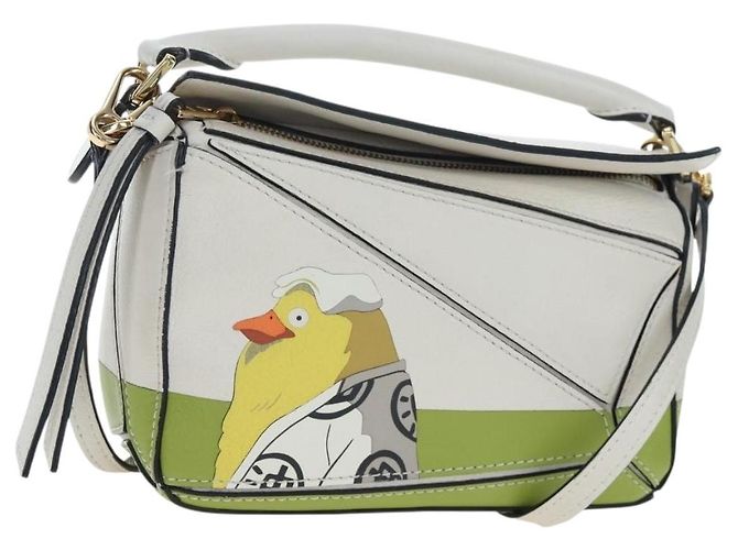 LOEWE Studio Ghibli Puzzle Bag mini Cuir 2way Ivory Gold Auth 197518SM